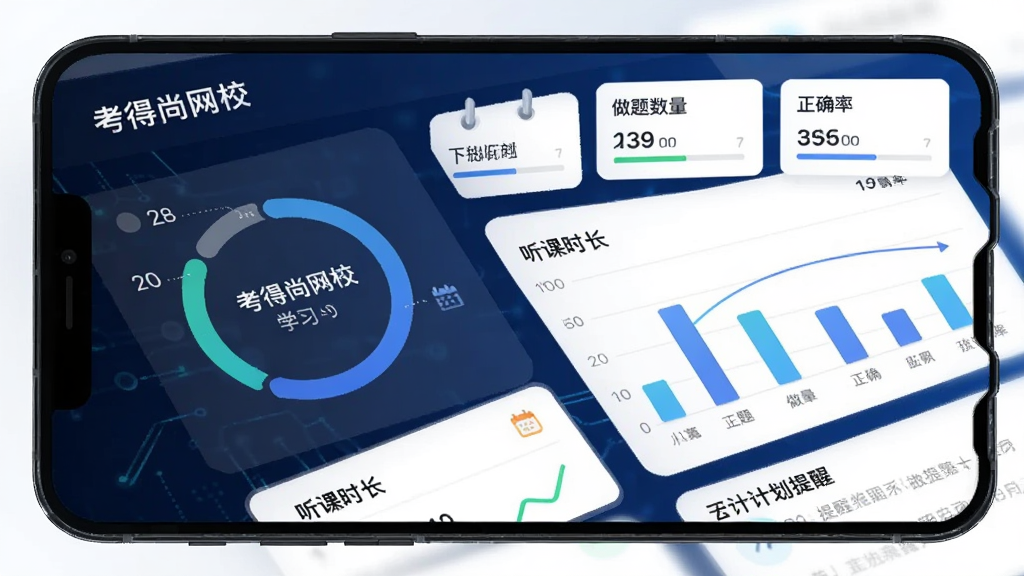 学习数据统计仪表盘界面,手机屏幕内展示