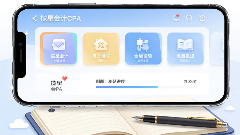 主体为一部横向放置的智能手机,屏幕上显示