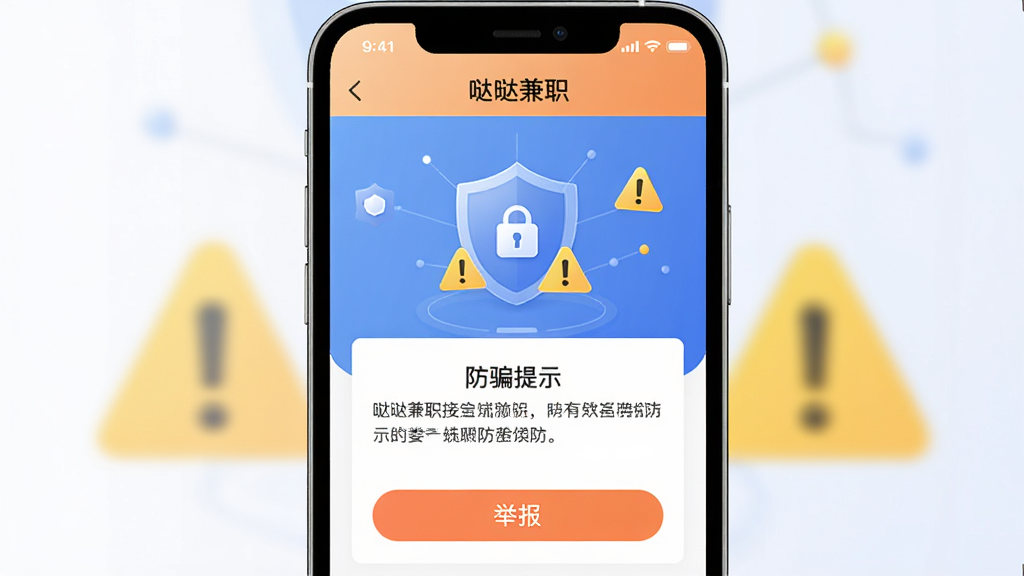 ���ռ�ְAPP��ȫ���Ľ��棬�ֻ���Ļ����ʾ�����ռ�ְ�����ƣ�ҳ��չʾ��ƭ��ʾ��ٱ���ť�������ж����뾯ʾͼ�꣬���ּ�࣬���ȫ�ɿ���ϸ����ȷ�����ʸɾ����޶���Ԫ��