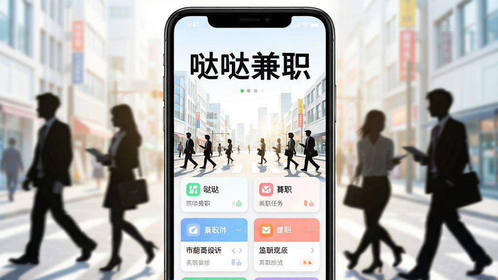�ֻ���Ļ����ʾ���ռ�ְAPP��ҳ���棬�Ϸ�����Ŀ�ġ����ռ�ְ���ĸ����֣��·����������Ÿ����ְ����Ƭ�������������ĳ��н־���æµ�������˼�Ӱ��������в��֣�����ִ���Լ��ϸ�����������ʸɾ����޶���Ԫ��