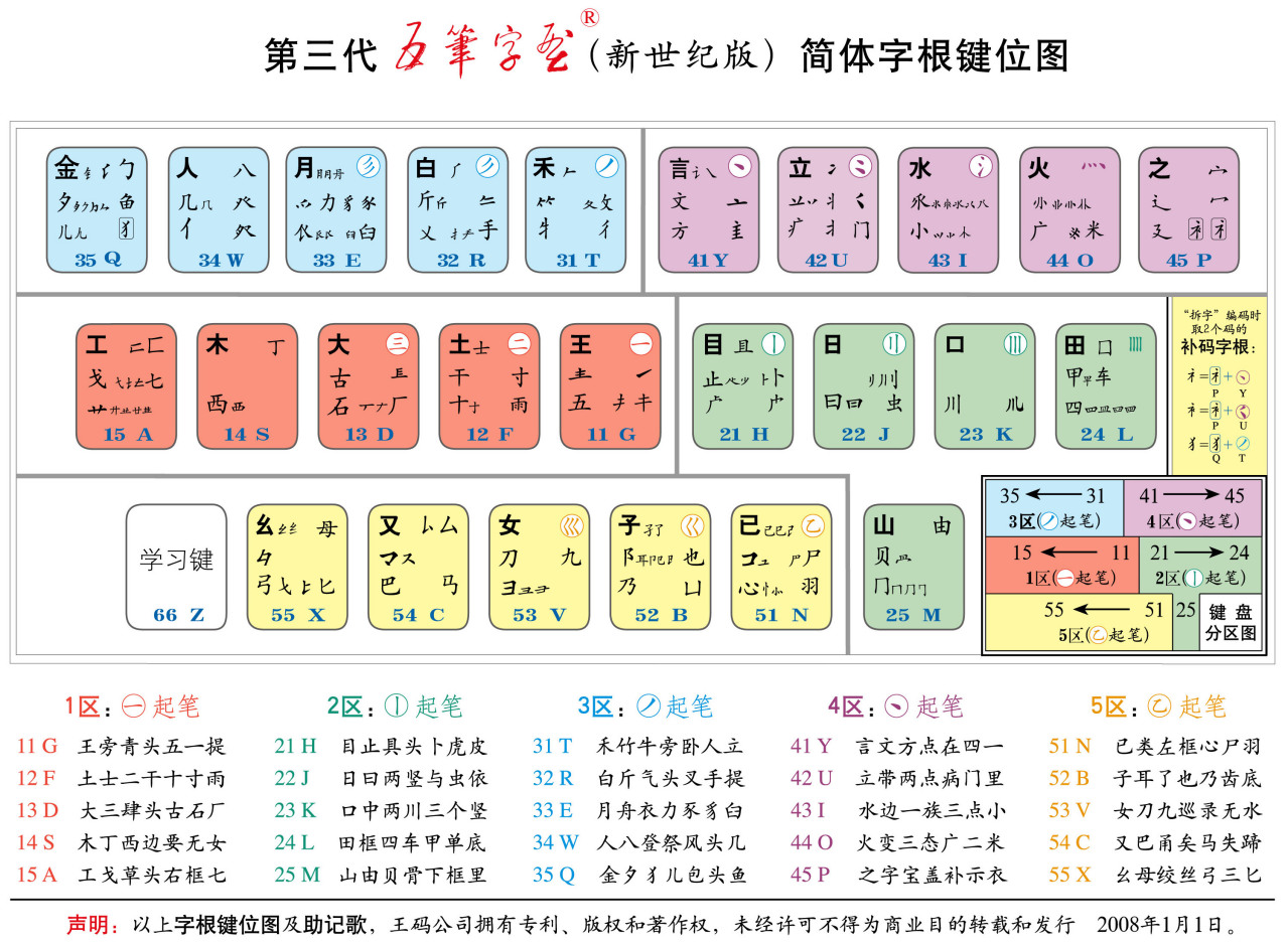 五笔训练通拆字规则演示与查字功能配图