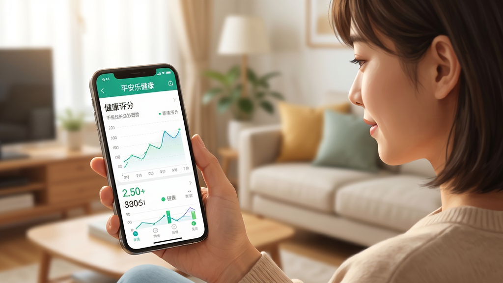 一位年轻用户坐在明亮客厅中手持手机查看