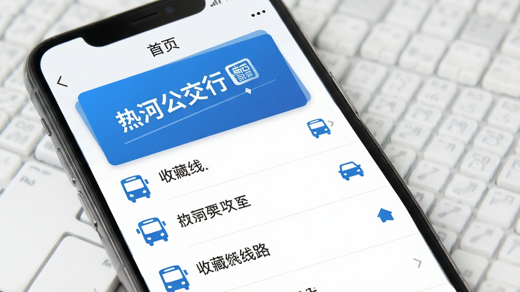 热河公交行 收藏线路 首页卡片 手机界面 列表布局 蓝色图标 简洁干净 高清画质