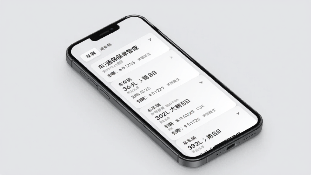 一车通保保单管理页面,手机屏幕显示多张电子保单卡片,每张卡片标注车辆信息和到期日期,背景为浅灰色,风格素雅极简,画质清晰,干净无多余元素
