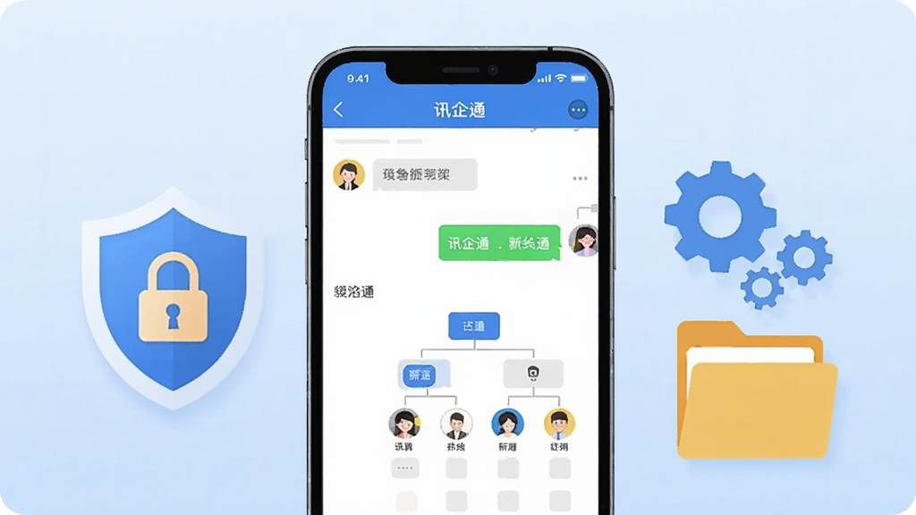 画面中央是一部智能手机,屏幕上显示着