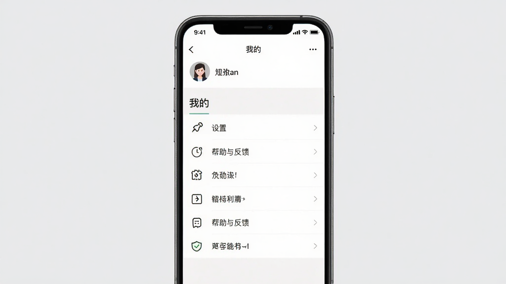 主体为手机屏幕显示图钉APP的“我的”页面,包含设置、帮助与反馈等选项;布局为手机居中,背景为浅灰色;排版为常规列表样式;风格为简约扁平风,图标统一为线性风格;细节上页面顶部显示用户头像和姓名,下方为功能列表;画质高清,干净,无多余元素