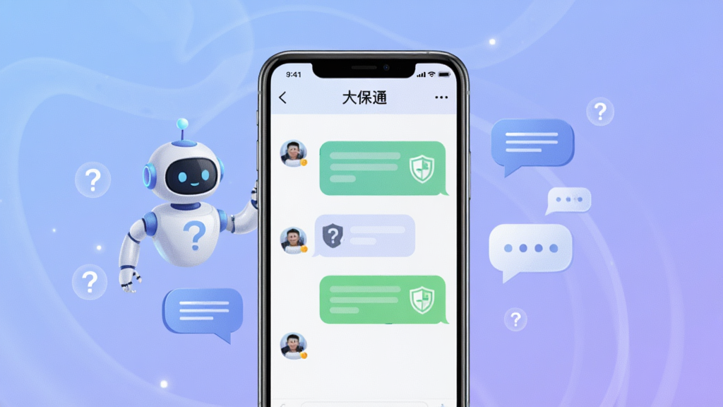 一张展示智能客服界面的场景图,画面中一部手机屏幕显示