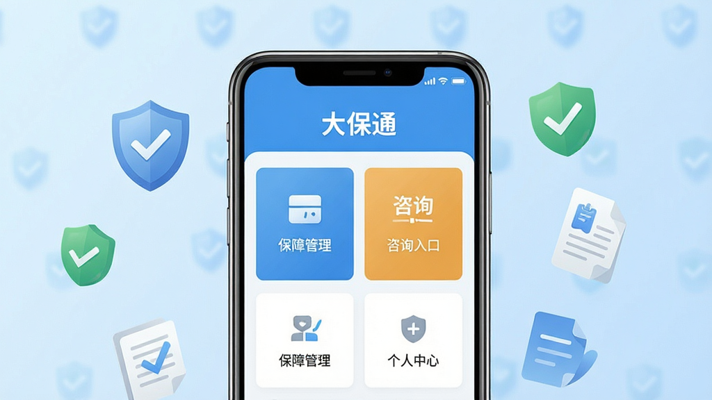 一张手机应用界面展示图,画面中央是一部现代智能手机,屏幕上显示