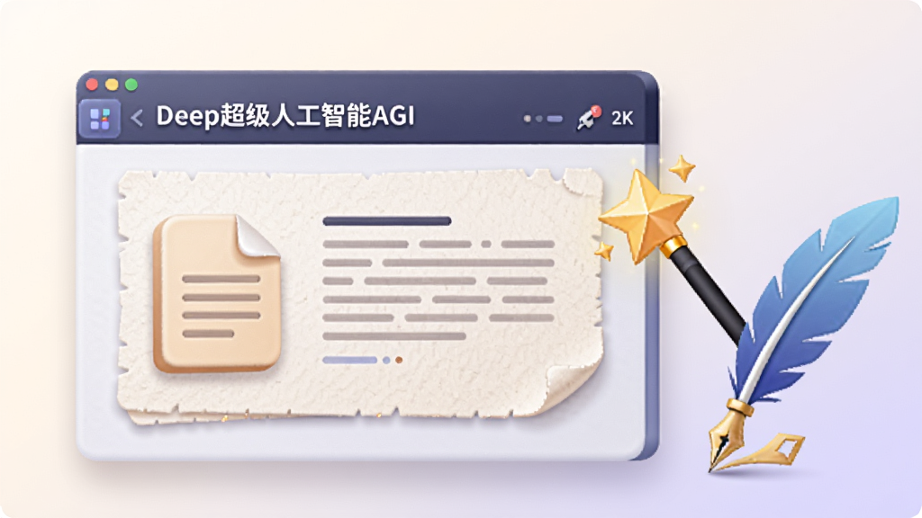 ��������Ϊ��Deep�����˹�����AGI���������棬��Ļ����ʾ�ĵ�ͼ������ֶ��䣬�Ա���ħ��������ë��Ԫ�أ�����Ϊů��ɫ��ǳ��ɫ���䣬����Ϊ���������ֽṹ�����Ϊ���°칫�廭��ϸ�ڰ���ֽ�������������Ӱ������2K���ɾ����޶���Ԫ��