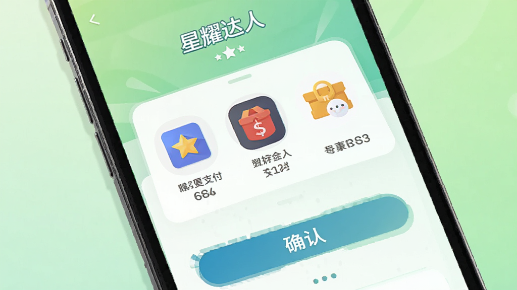 画面展示一个手机界面,屏幕中显示“星耀达人”提现页面,包含多个支付渠道图标与确认按钮,背景为浅绿色渐变,采用扁平化图标风格,主体突出,画质清晰,干净无多余元素