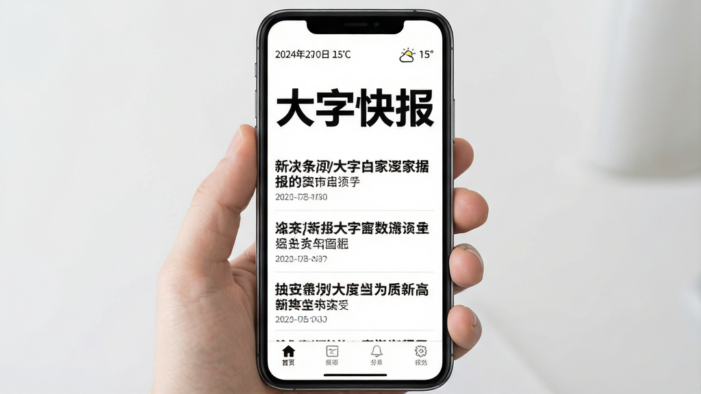 一张手机屏幕展示新闻阅读应用的界面截图,画面中央是大字号标题