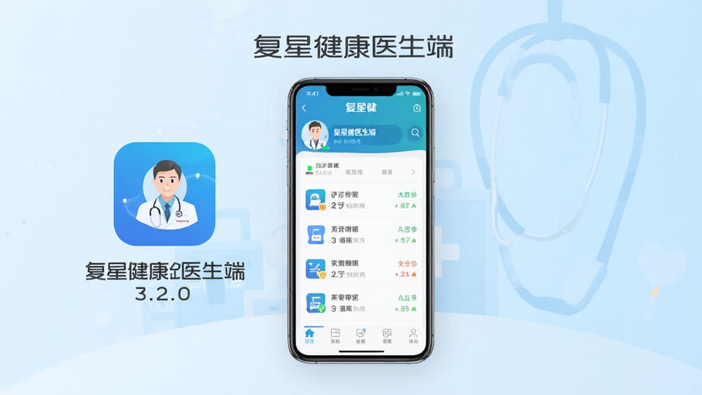 ���ǽ���ҽ���� 3.2.0 �汾�ٷ�����ͼ������Ϊһ�������ֻ���Ļ��ʾҽ����Ӧ�ý��棬����Ϊ�ֻ����з��ã�����Ϊ����ǳ��ɫ����ҽ�Ʒ���Ű�ͻ��Ӧ��ͼ��ͽ����ͼ�����Ϊ�ִ���ƽ����ƣ�ϸ�ڰ���ҽ��ͷ�������б�������ͼ���Ԫ�أ����ʸ���ɾ��޶���Ԫ�أ�ͼƬ�����ֱ�ע�����ǽ���ҽ���ˡ�