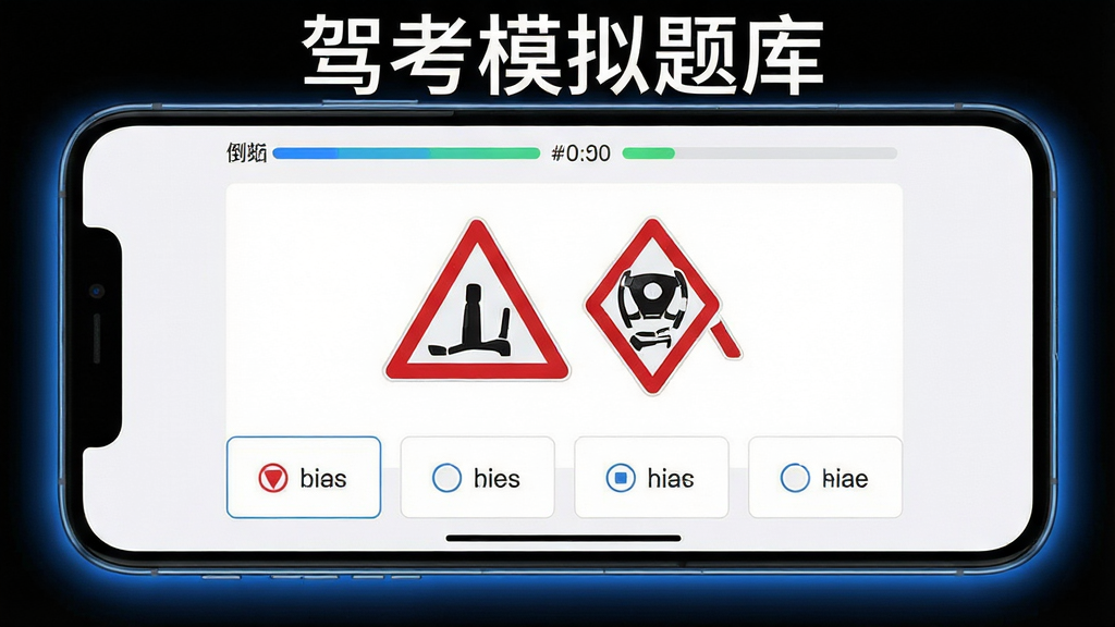 һ��չʾ�ݿ�ģ�����ģ�⿼�Խ����ͼƬ������Ϊ�ֻ�������ʾ���Դ���ҳ�棬��Ļ������ʾһ����ͨ��־ѡ���⣬�ĸ�ѡ�������������·��������е���ʱ������������Ϊ���Ϳ��Խ����Ű棬���Ϊ�������磬ϸ������Ļ��Ե�е�������ɫ���Σ����ʸ��壬����ɾ����޶���Ԫ�أ���Ļ�Ϸ��ð�ɫ���ֱ�ע