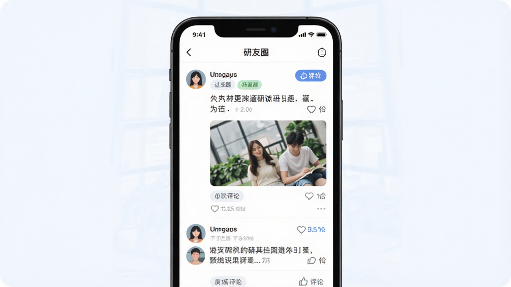 һ��չʾ�����ѡ�Ӧ���ڡ�����Ȧ���������ܵĲ廭������Ϊ�ֻ���Ļ���У���Ļ����ʾ�û���̬�б����������֡�ͼƬ�͵�������ͼ�꣬����Ϊ���¹���ʽ��Ϣ�����Ű����������Ϊ�����罻UI���ϸ�ڰ����û�ͷ�񡢻����ǩ��������ť�ȣ����ʸ��壬�ɾ����޶���Ԫ��