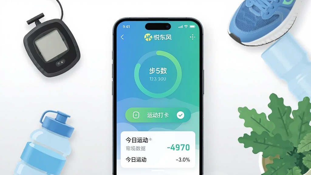 画面中央是一部智能手机,屏幕上显示