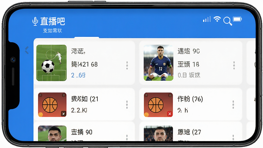 直播吧 安卓版 主界面截图 体育赛事直播应用 蓝色主题 手机屏幕 清晰界面 包含足球篮球赛事列表 干净 无多余元素 高画质