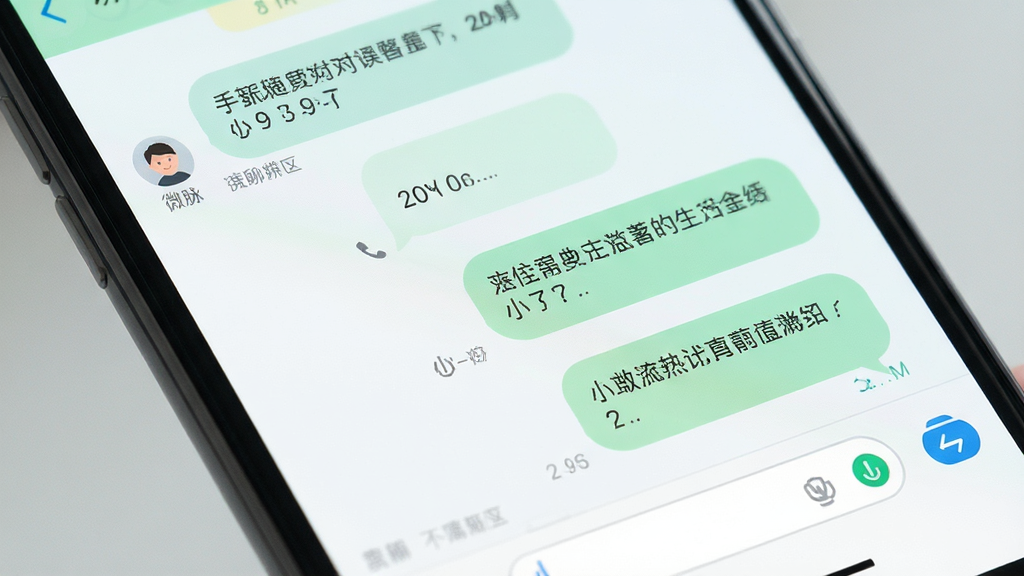 微脉聊天界面特写,主体为手机屏幕显示聊天对话,布局为纵向排列的消息气泡,排版左右分明,风格为清新浅色,细节包含文字气泡、时间戳、输入框,画质高清,干净,无多余元素
