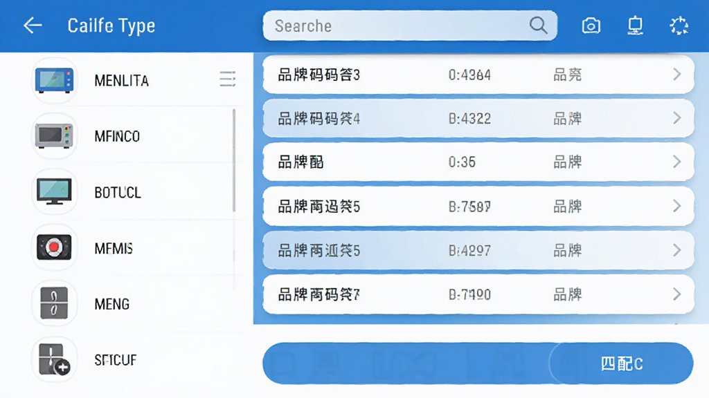 ����ң����Ӧ�ý���չʾ��������б�������Ǽҵ�����ͼ�꣬�Ҳ���Ʒ�����ƹ����б���������Ϊ��ƽ����ƣ�ɫ������ɫ�Ͱ�ɫΪ�����Ű����룬ϸ�ڰ����������ƥ�䰴ť�����ʸ��壬�ɾ����޶���Ԫ��