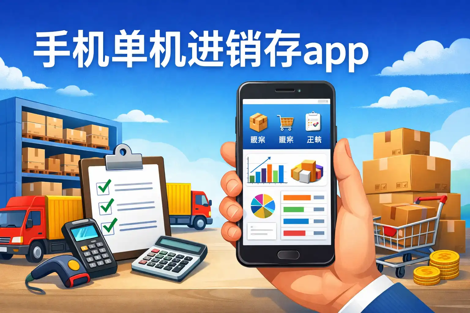 订货宝进销存手机端开单与库存查询界面图