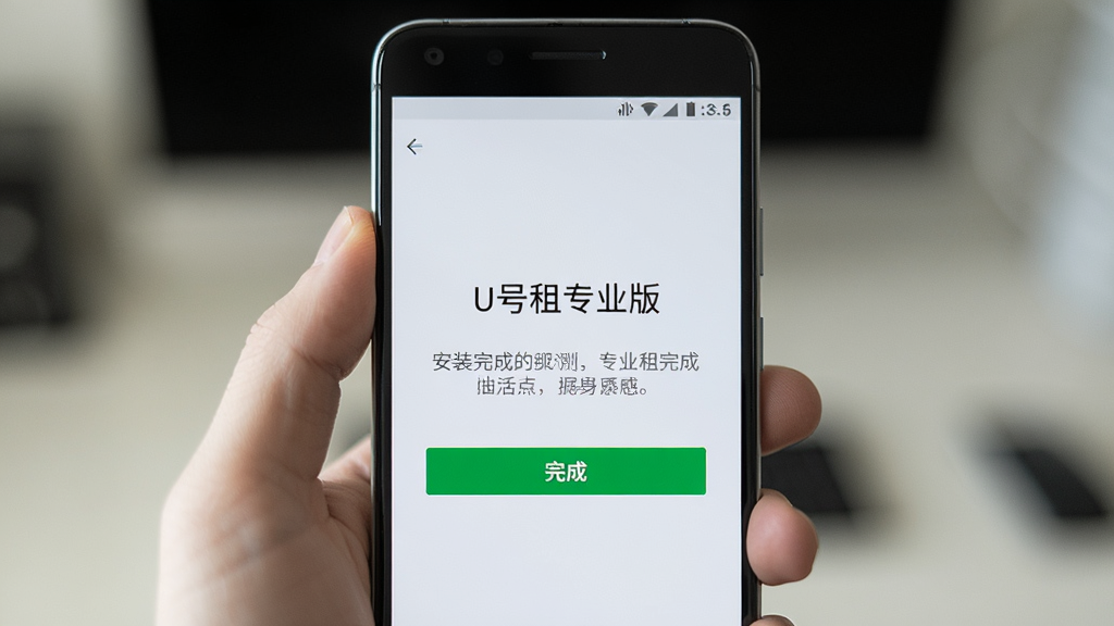 一张手机操作场景示意图,画面主体是一只手握持安卓手机,屏幕显示