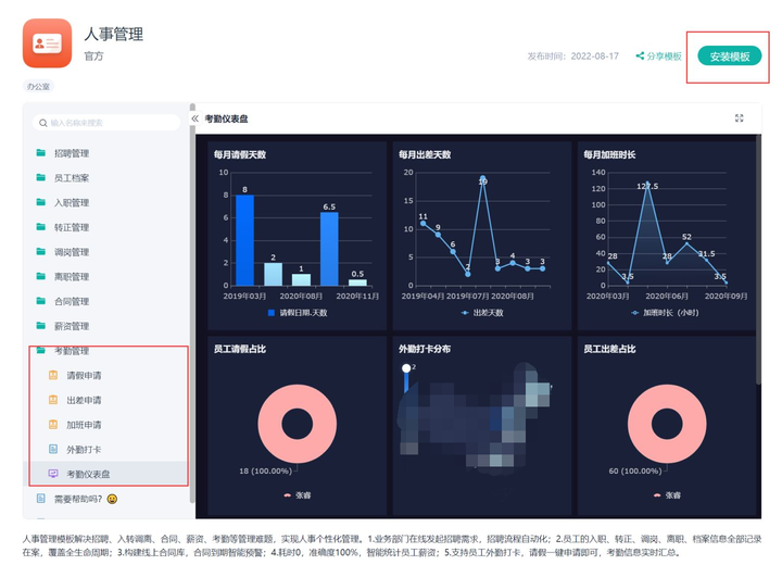 考勤助手 自动统计工时软件实测对比图