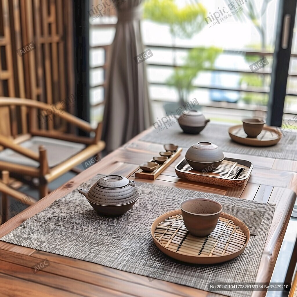 松风叙语茶室茶具与茶点细节图