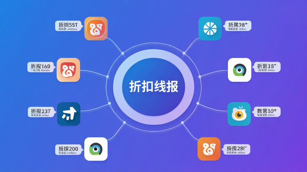主体为多个电商平台图标围绕一个中心数据聚合圆环,圆环中央写有