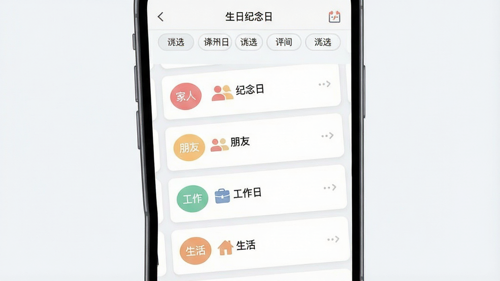 һ��չʾ�ֻ�Ӧ�÷����ǩ��������Ĳ廭�������С����ռ����ա�Ӧ�ý����Կ�Ƭ����ʽչʾ���������գ�ÿ����Ƭ����в�ͬ��ɫ��Բ�α�ǩ��ͼ�꣬�ֱ��ע�����ˡ������ѡ���������������ȷ���������������ɸѡ�������岼���������������ֻ�չʾ������Լ�ִ�����ɫ��ͣ�ϸ�ڸɾ��������������޶���װ��Ԫ��