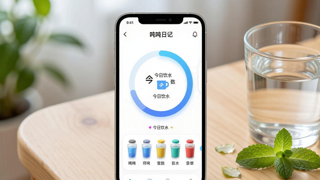 画面主体为一部竖屏智能手机,屏幕中央显示