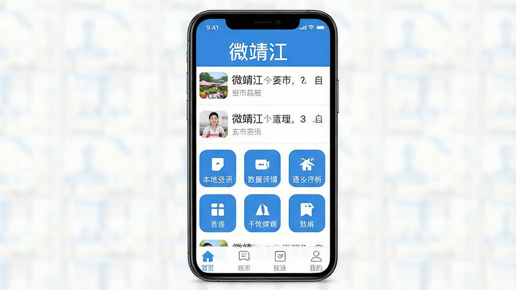 手机屏幕居中展示一款本地生活社区应用界面,顶部为城市名称