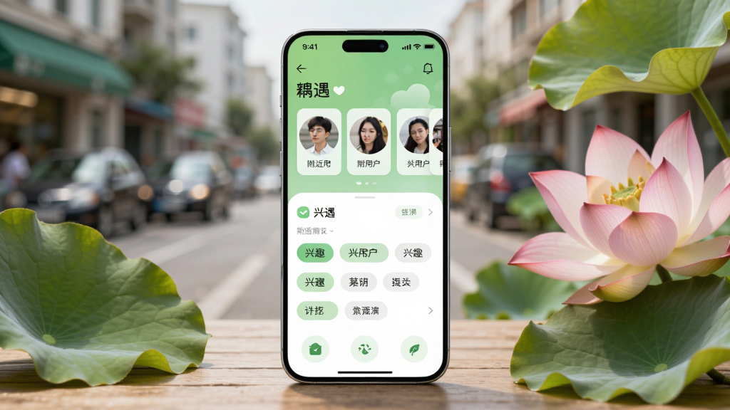 画面主体为一部竖屏智能手机,屏幕中央显示