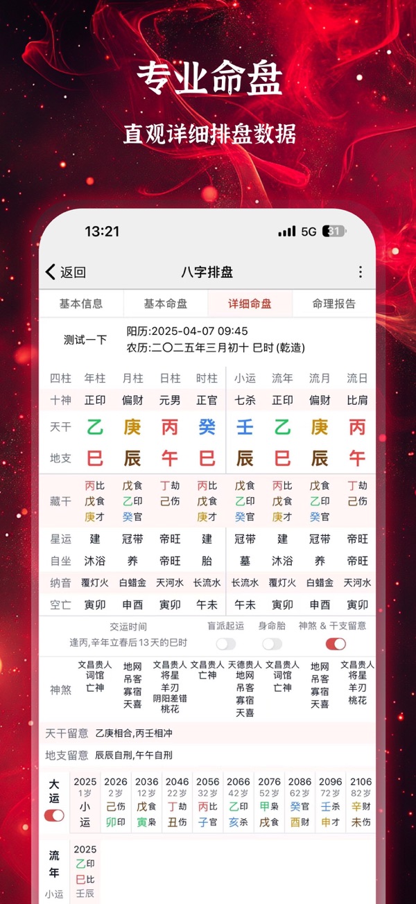 卜瓜(原南易排盘)排盘结果页面解读示意图