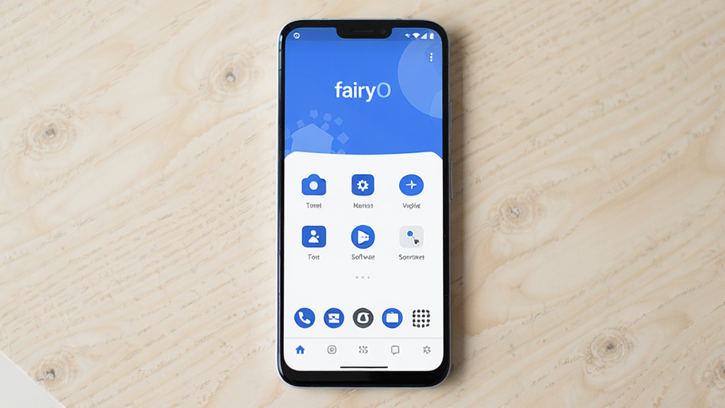 һ�Ű�׿�ֻ�����չʾfairyO������ҳ�棬�ֻ����з�����ǳɫ���棬��Ļ����ʾ���Ĺ���ͼ����ײ���������������ɫ������Ϊ���������ˬ�ִ�������ɾ�������Ԫ�أ����廭�ʣ���Ʒչʾ���