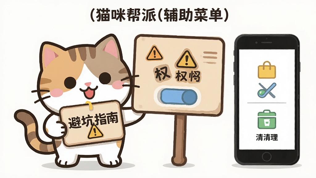 画面主体是一只卡通猫咪举着写有