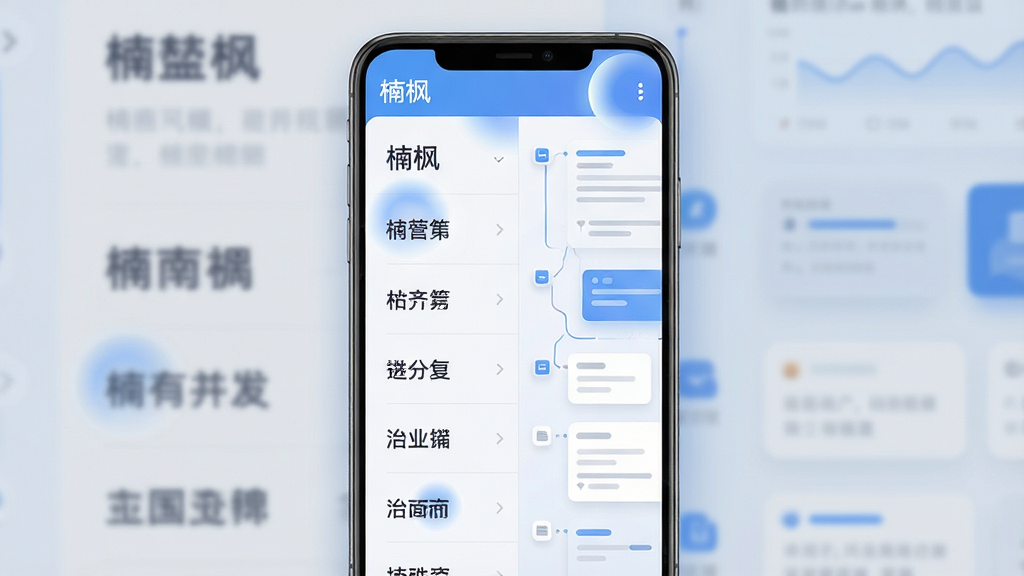 主体为一部竖屏安卓手机居中放置,屏幕上展示信息资讯聚合类应用的清爽列表界面,顶部有