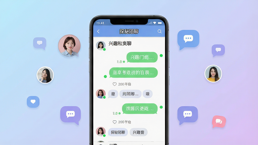 一张手机屏幕展示社交聊天软件界面的场景图,画面中央是一部竖屏安卓手机,屏幕上显示