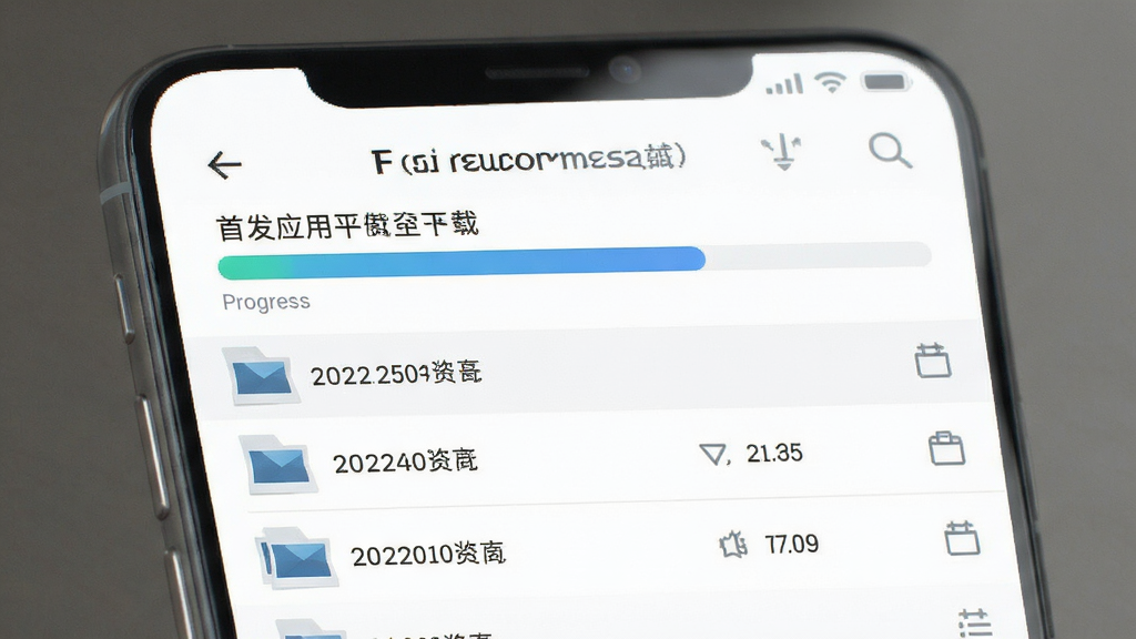 首发应用下载任务管理界面展示进度条与文件列表,手机竖屏布局,界面干净,扁平风格,细节清晰,画质干净,无多余元素