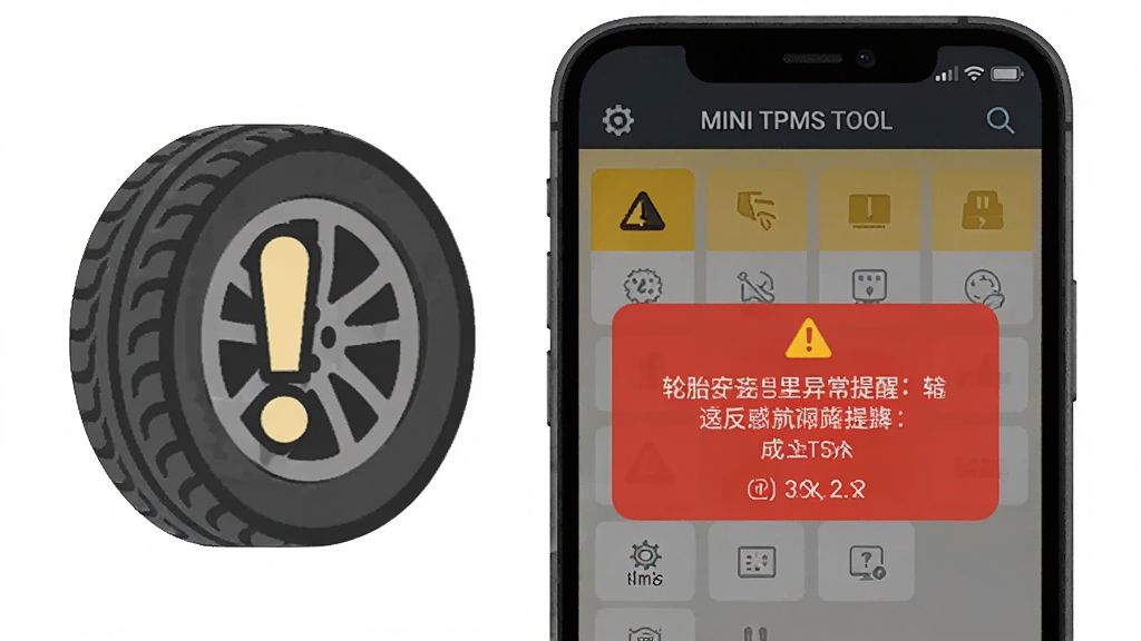 �ֻ���Ļ������ɫ��ʾ��������ʾ��̥ѹ���쳣���ѣ�����ΪMINI TPMS TOOLӦ�������棬�������ֻ�λ�ڻ�������ƫ�ң���ม��һ�����и�̾�ŵ���̥ͼ�꣬���Ϊ��ƽ����Ϣͼ���ϸ�ڰ�����ʾ������������ɫ�Ժ�ƾ�ʾɫΪ��������Ԫ�ز�η��������ʸ���ɾ����޶���Ԫ��