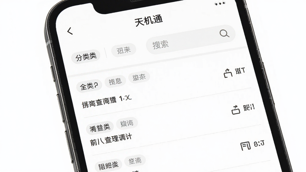 ����Ϊ�ֻ�����չʾ��Ϣ��ѯ���ҳ�棬��Ļ�Ϸ��С����ͨ��С�ֱ�ʶ���в�Ϊ�б�ʽ��ѯ���������Ϊ���½ṹ���Ű������ֲ㣬���Ϊ��Լ�����UI��ϸ�ڰ��������ǩ��������ǳ��ɫ�ָ��ߣ����ʸ��壬����ɾ��޶���Ԫ��