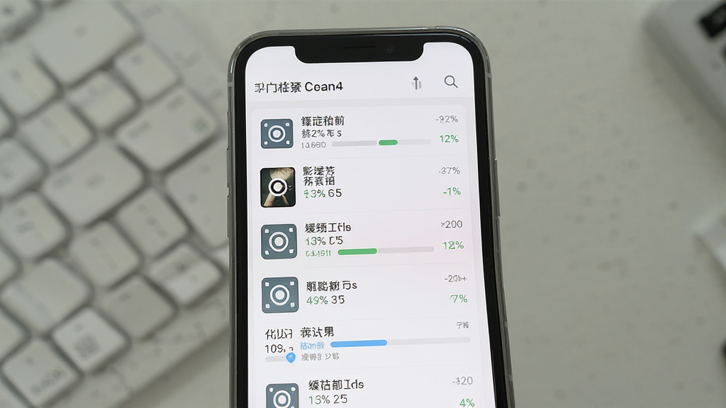 一张电影达人缓存管理页面的展示图,画面主体为手机屏幕,屏幕内列出已缓存影片列表与下载进度条,布局为纵向列表结构,风格简约浅色,细节包括缓存图标与进度百分比文字,画质清晰干净,无多余元素