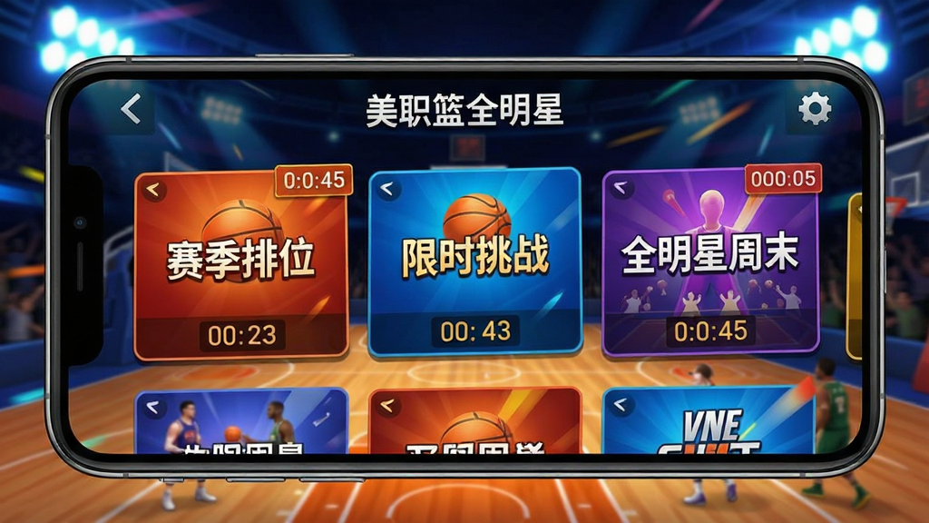 一张篮球手游活动中心界面的图片,手机屏幕显示