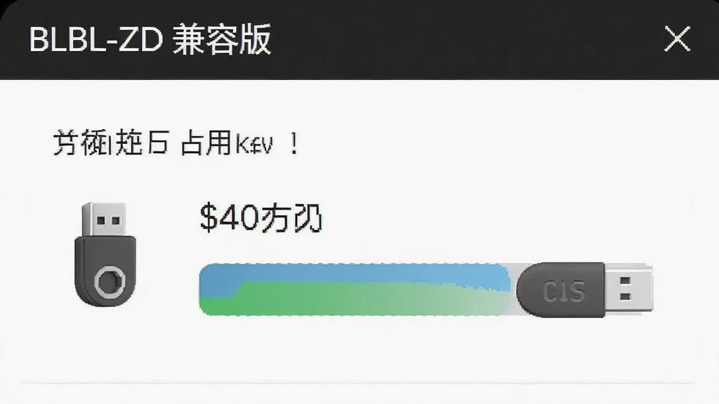 BLBL-ZD兼容版的应用信息界面截图风格,显示存储占用数值较小,旁边有U盘图标和存储条,界面简洁,配色清爽,画质干净