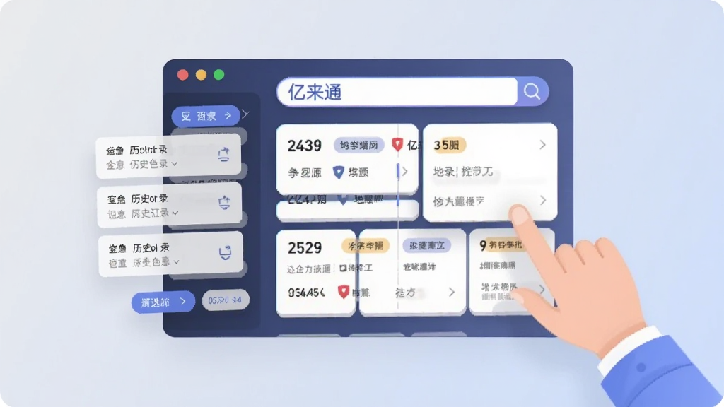 画面主体为一块悬浮的虚拟搜索面板,面板顶部有