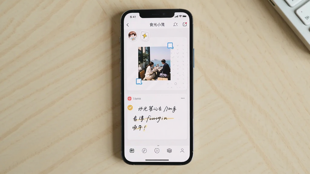 ������һ�������ֻ���Ļչʾʳ��С�����˱༭���棬����Ϊ�ֻ����з�����ǳɫ���棬��Ļ�ڿɼ���Ƭ��ק�Ű�����д��������򣬷�����¼�Լ�����Ʒչʾ�磬ϸ�ڰ�����Ļ��Ե����ֽͼ����ʱ���ǩ�����ʸ���ɾ��޶���Ԫ��