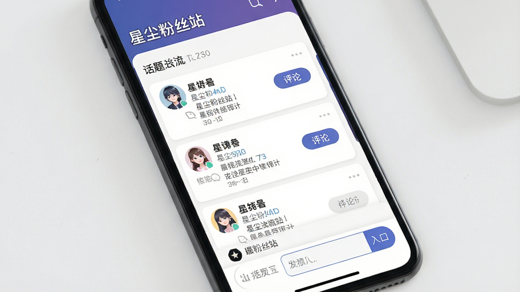 手机界面展示同好交流社区板块,页面标题