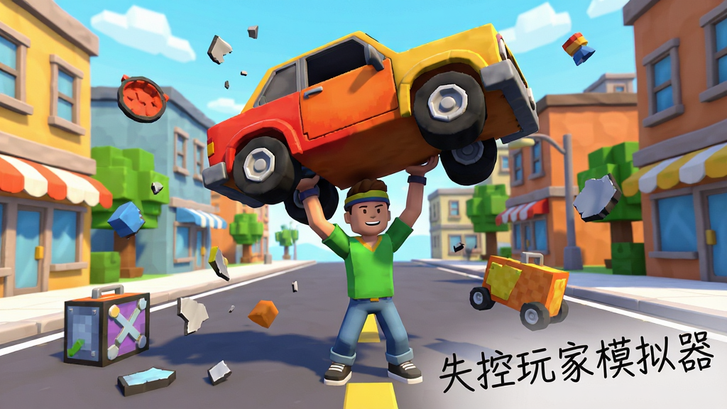һ�ű���ɳ����Ϸ���ɽ����淨�ĳ���ͼ��������һ����񻯽�ɫ������һ��С����������Χɢ���Ÿ��ֿɻ����ĵ�������Ƭ�������ǿ�ͨ���ĳ��нֵ����������½�����д���ע��ʧ�����ģ������������ɫ���������죬��ͼ����ʮ�㣬����ϸ��ɾ�