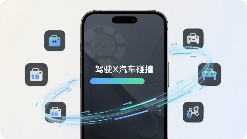一部智能手机屏幕中央显示安装进度条,进度条上方用白色文字写着