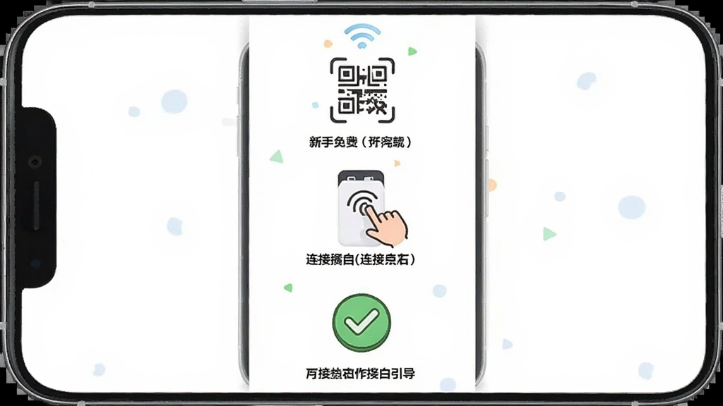 ����Ϊ����WiFi������ѵ����ֲ�������ҳ�棬����Ϊ�ֻ���Ļչʾ��������ͼʾ���Ű�Ϊ���������У����Ϊ�Ѻò廭�磬ϸ�ڰ���ɨ��ͼ�ꡢ������ơ����ӳɹ���ʶ������˵�������������ɾ��޶���Ԫ��