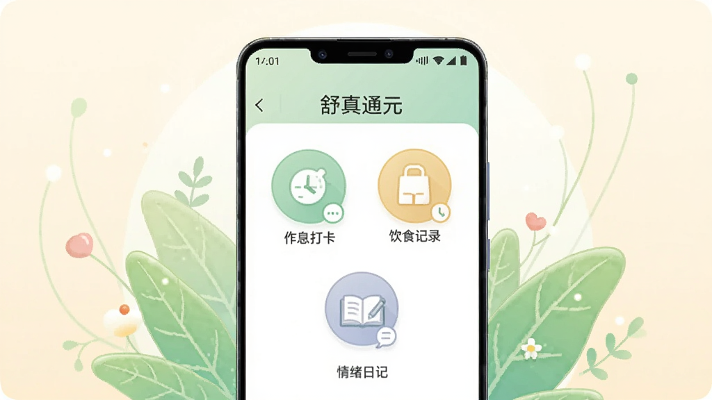 画面中央放置一部竖屏安卓手机,手机屏幕上显示