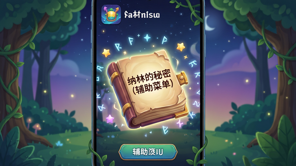 画面主体为一款奇幻冒险风格安卓应用的启动界面,中央放置一本发光的魔法书,书页上浮现